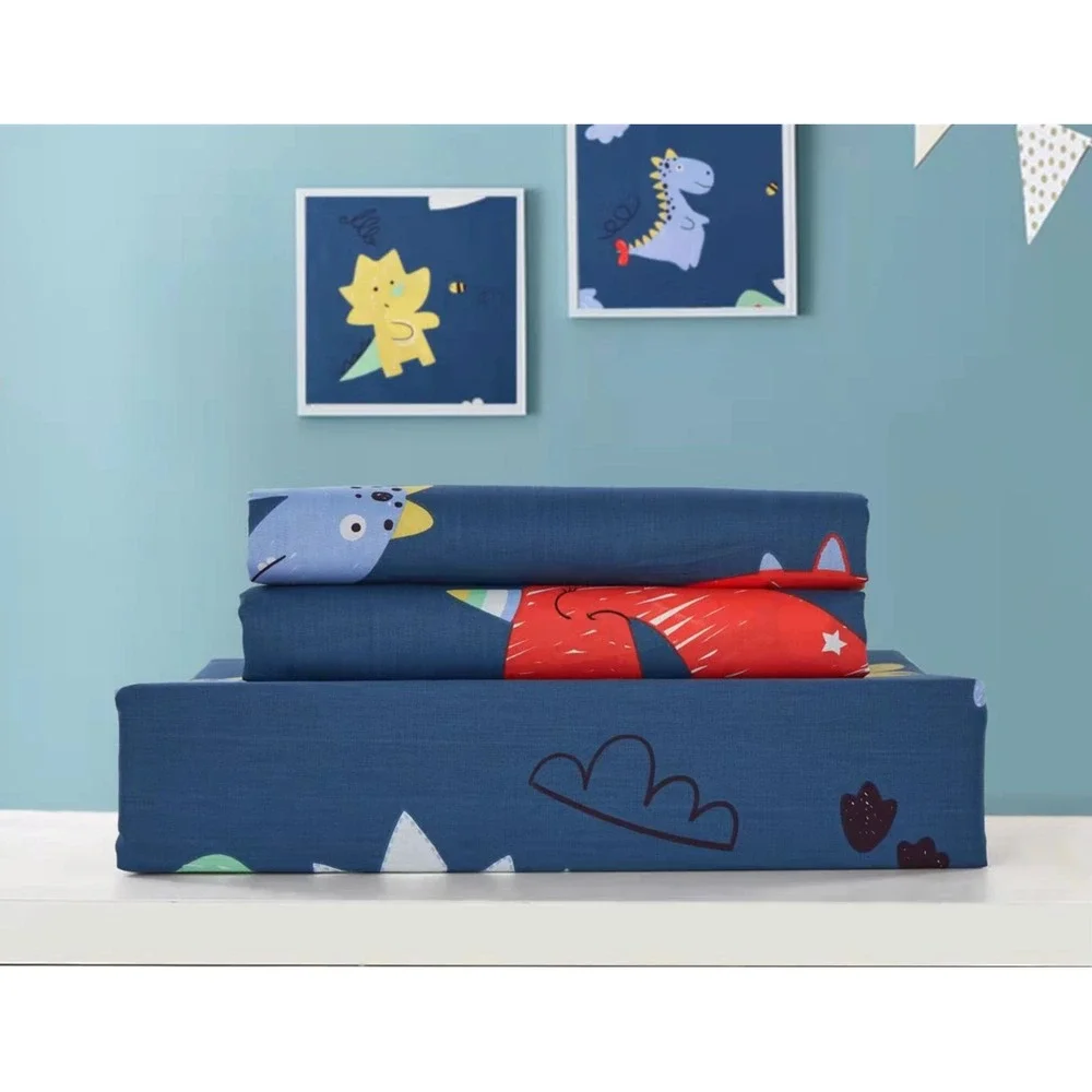 Markutas Fun‎ Dino Dinosaur 100% Cotton Twin Sheet Set Pillow Case Kids Fun Cute